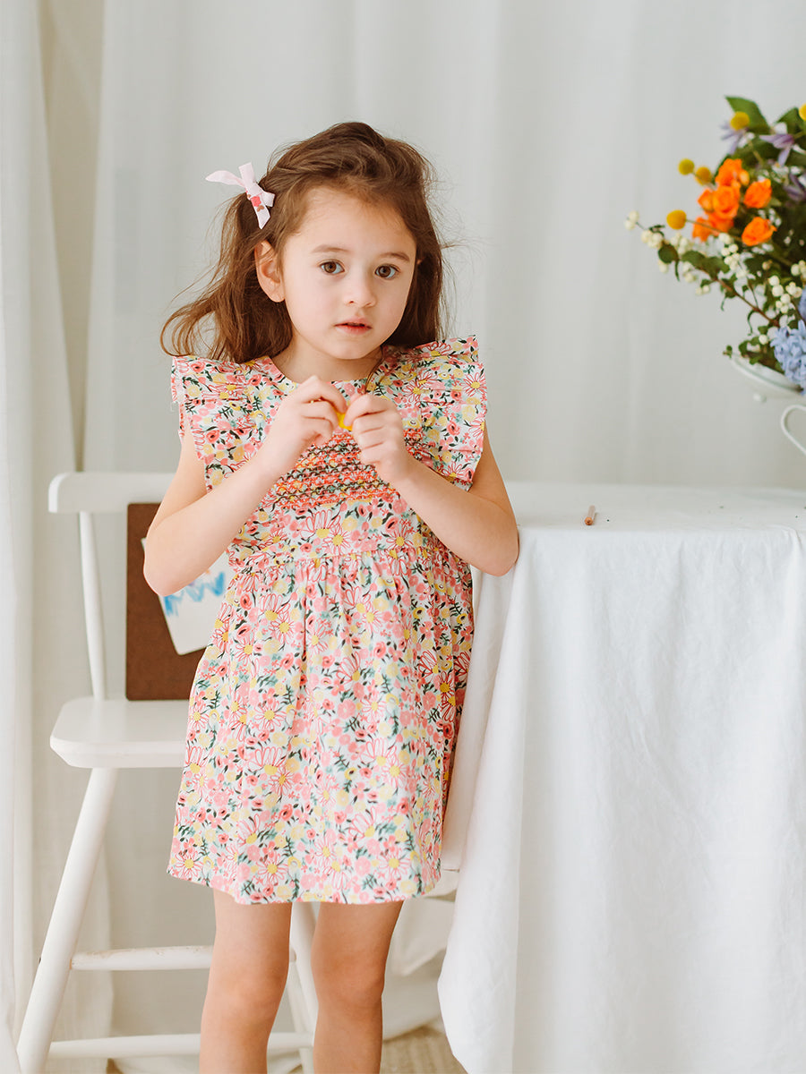 Laurel Smocked Dress， Colourful Newnham – Happyology