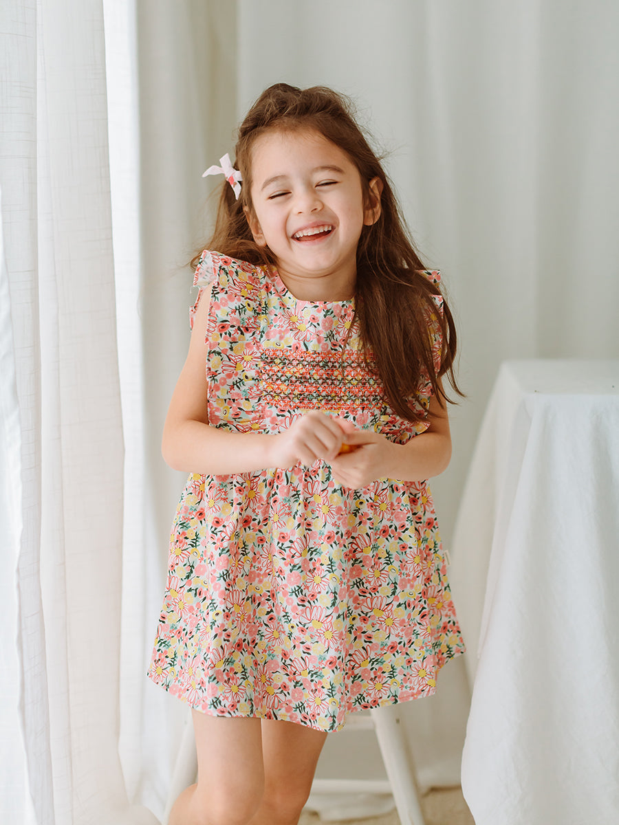 Laurel Smocked Dress， Colourful Newnham – view 6
