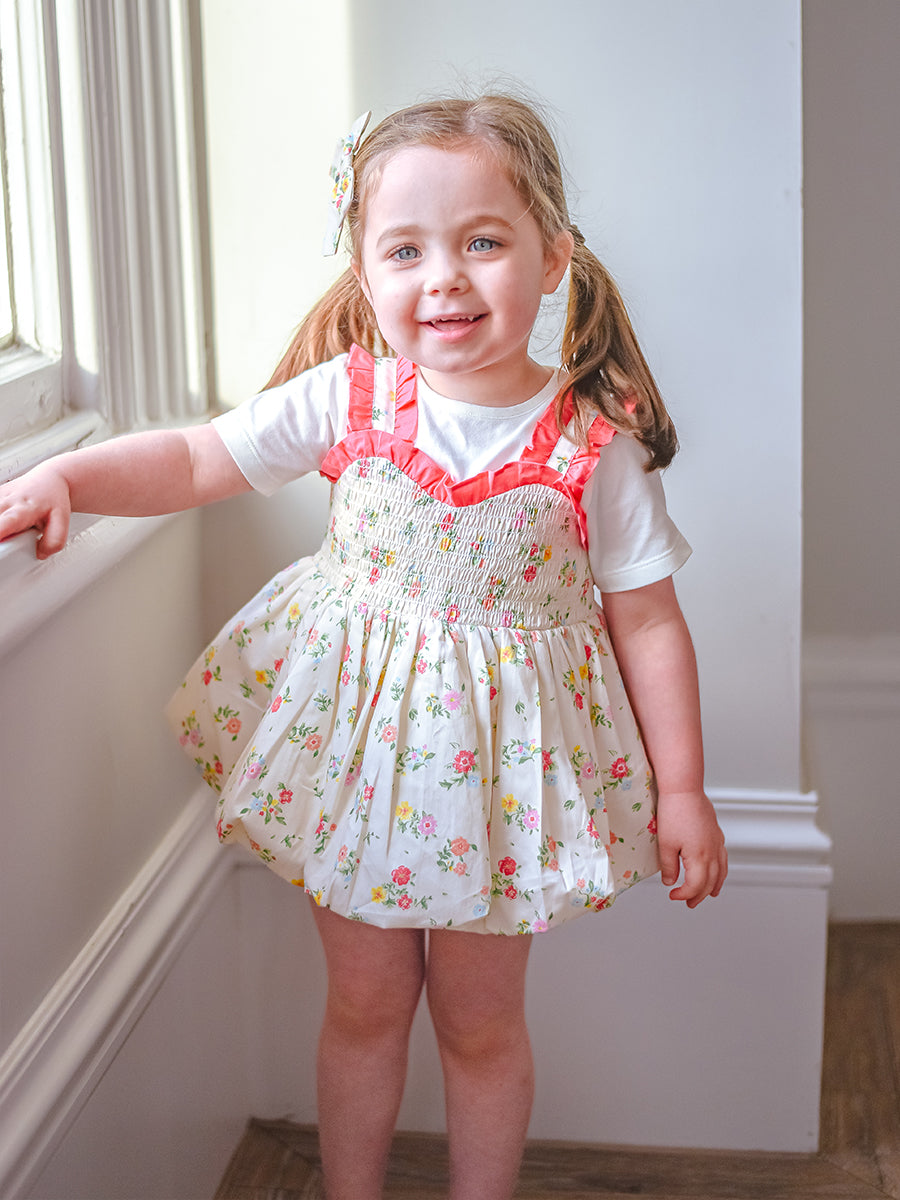 Jeanine 3-Piece Smocked Top T-Shirt Bloomers Set， Kew Gardens – view 4
