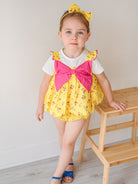 Theresa 3-Piece Floral Top T-Shirt and Bloomers Set， Mayfair Garden – Happyology