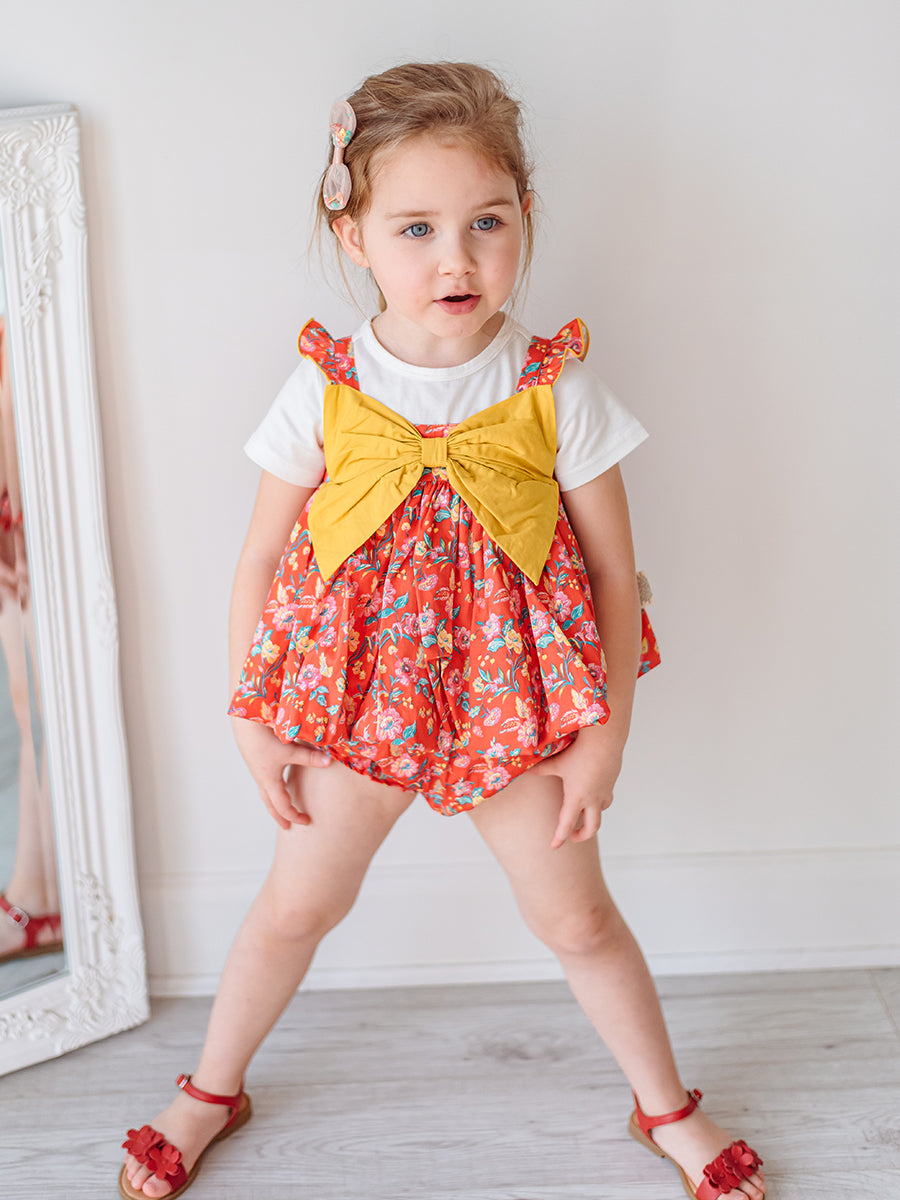 Theresa 3-Piece Floral Top T-Shirt and Bloomers Set， Happyland – Happyology
