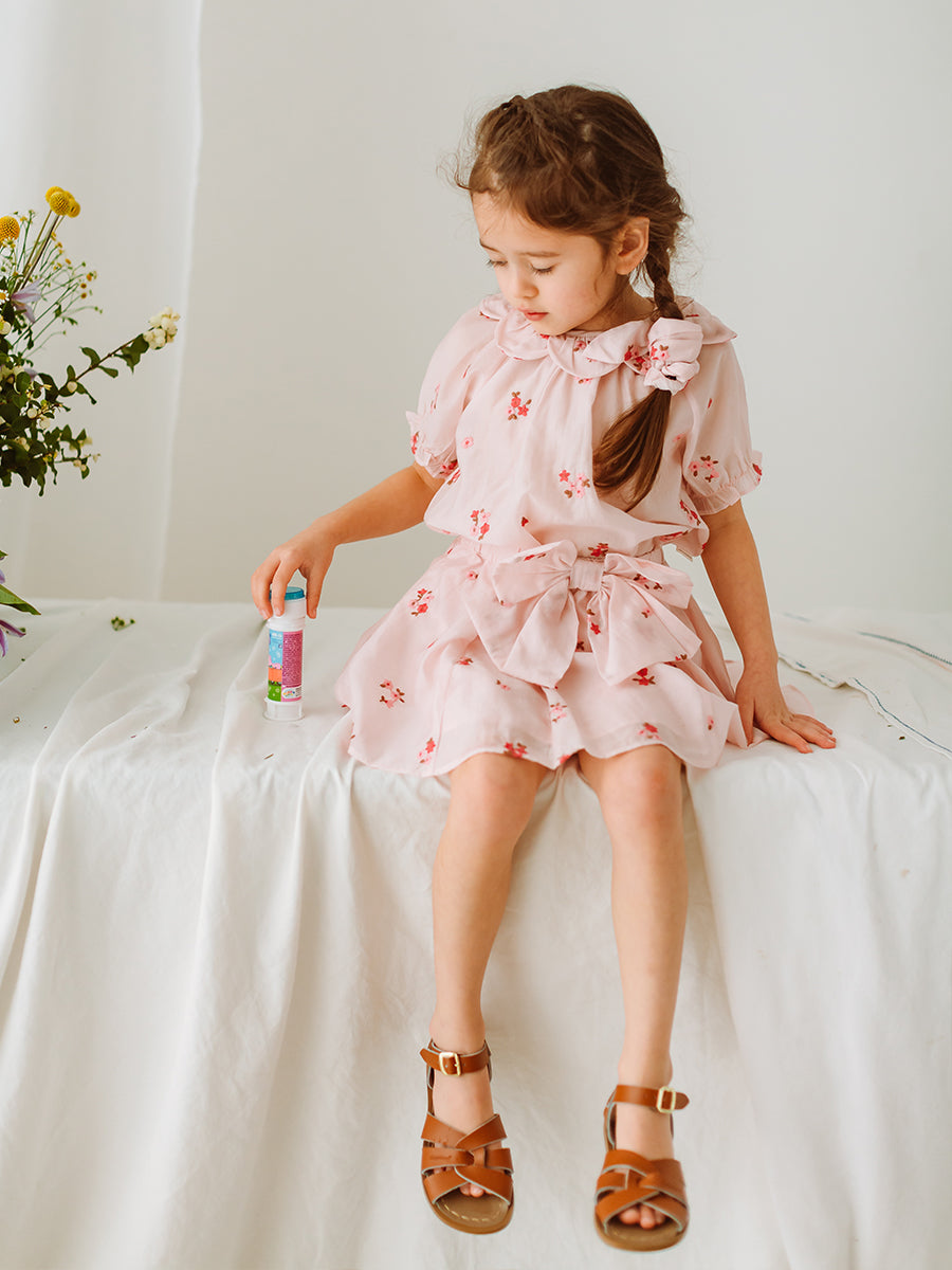 Yvonne 2-Piece Floral Blouse and Skirt Set， Embroidered Florets – view 6