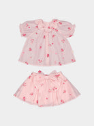 Yvonne 2-Piece Floral Blouse and Skirt Set， Embroidered Florets – view 2