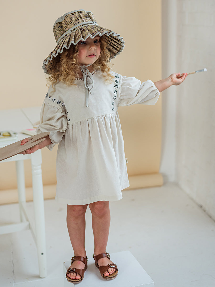 Myrtle Embroidery Dress, Almond – view 4