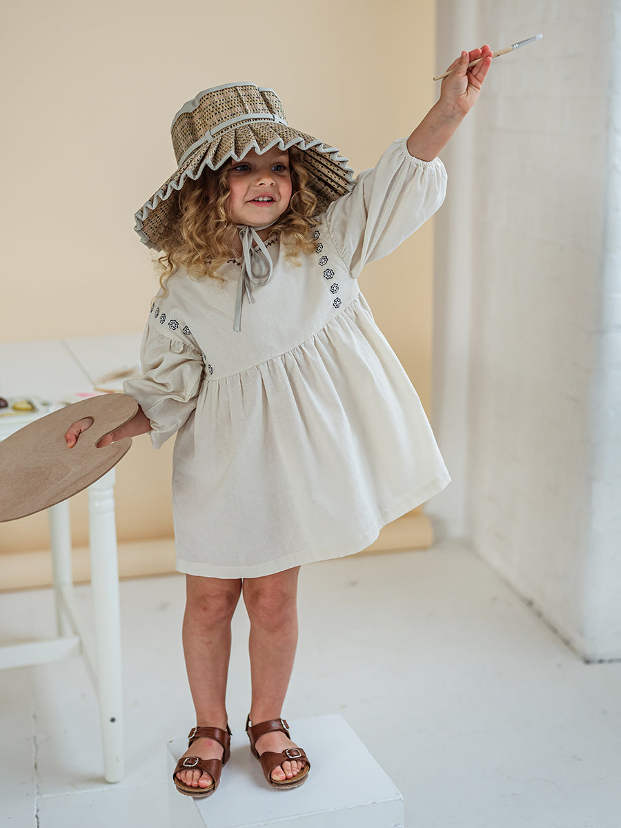 Myrtle Embroidery Dress, Almond – view 6