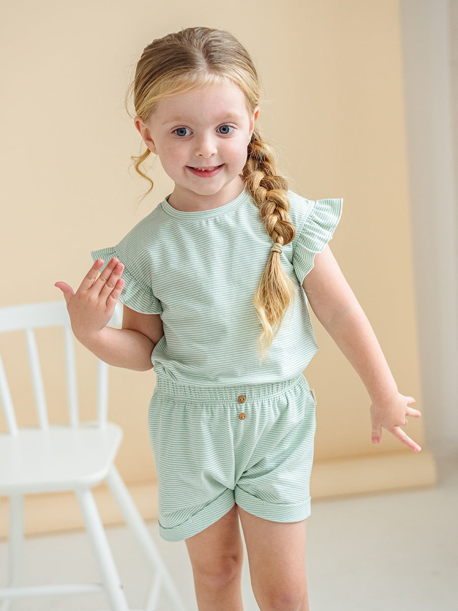 Aria Jersey Tee, Green Stripe – Happyology