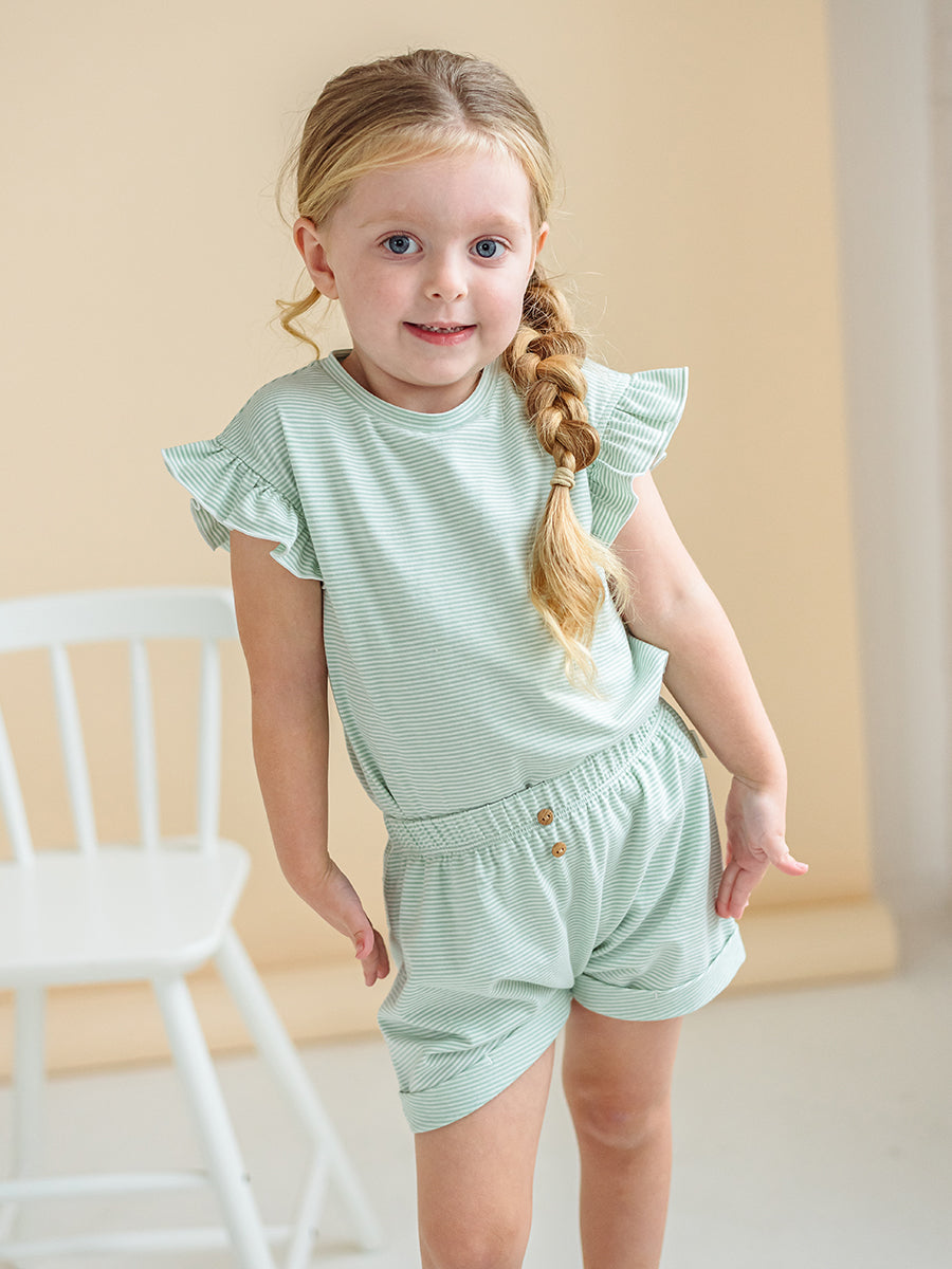 Aria Jersey Tee, Green Stripe – view 4