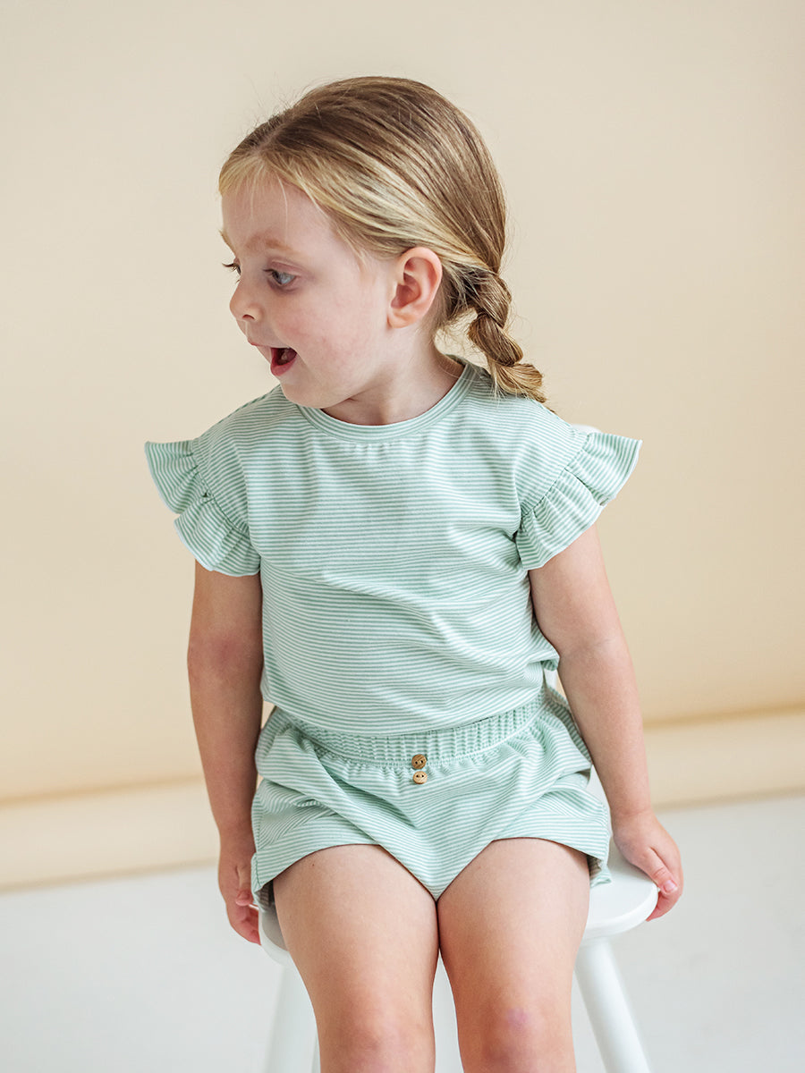 Aria Jersey Tee, Green Stripe – view 5