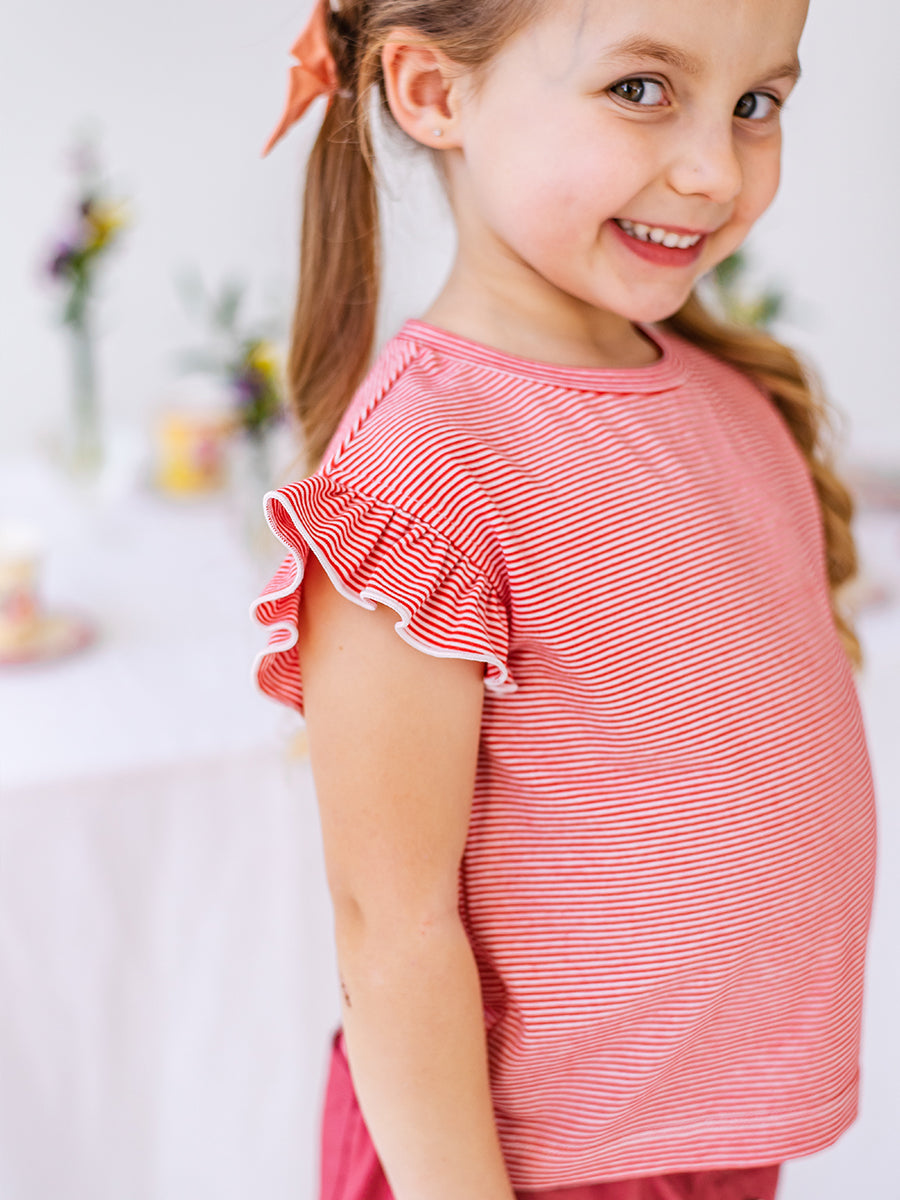 Aria Jersey Tee, Red Stripe – view 6