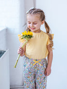 Aria Jersey Tee, Yellow Stripe – view 5