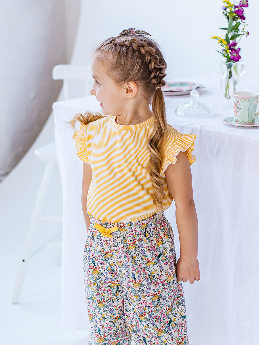 Aria Jersey Tee, Yellow Stripe – view 6