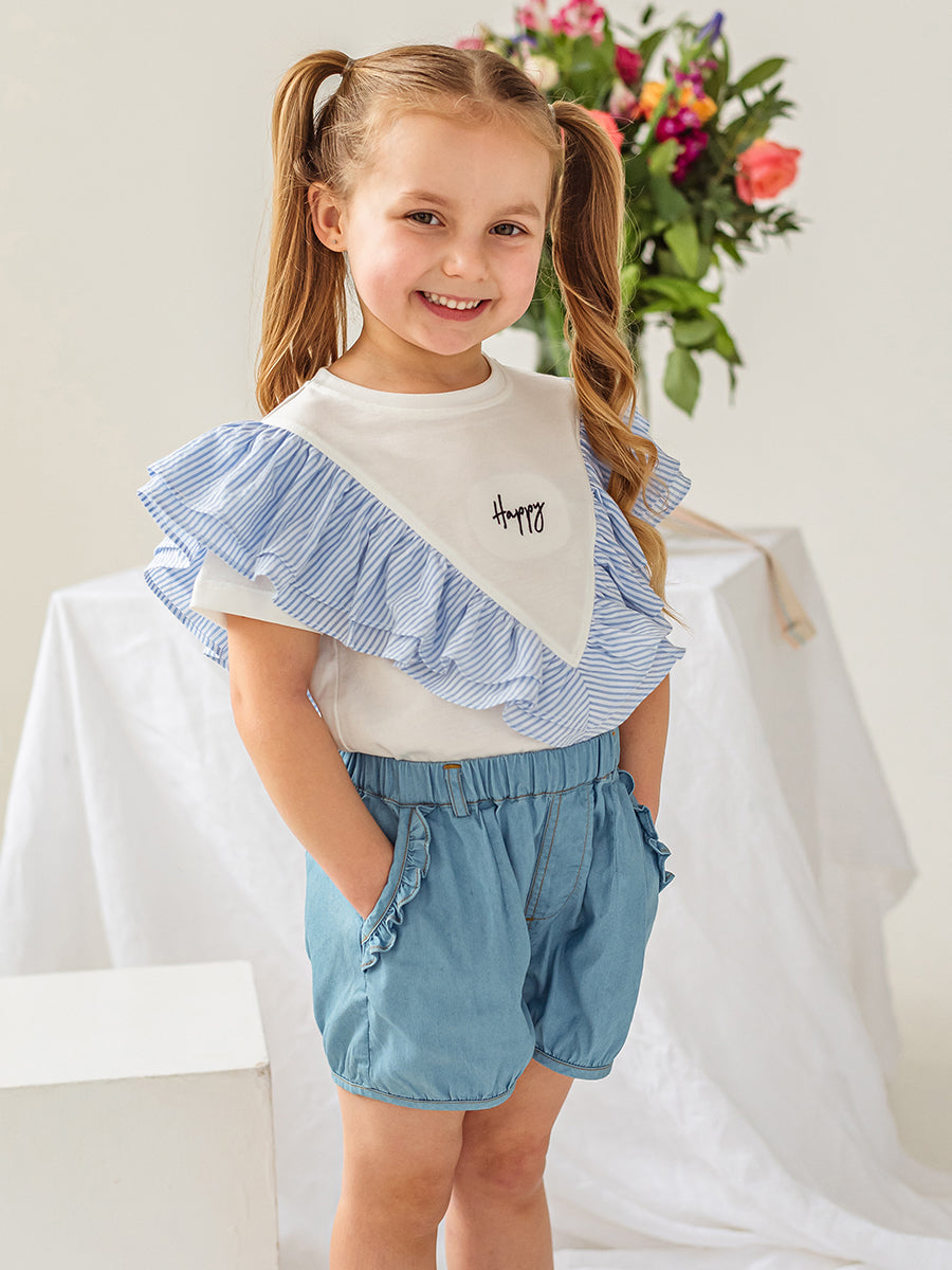 Camelia Frill T-Shirt. Blue Stripe – view 4
