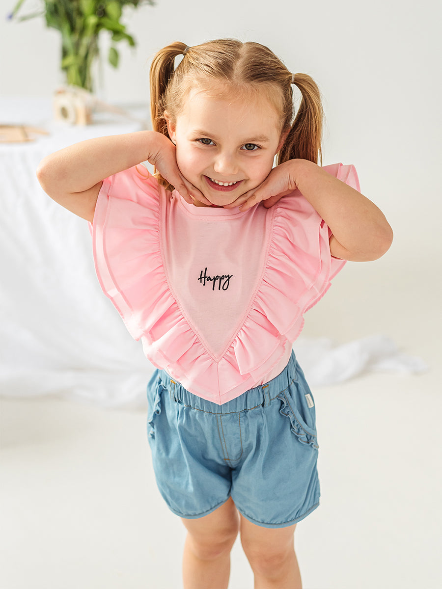 Camelia Frill T-Shirt. Sakura Pink – Happyology