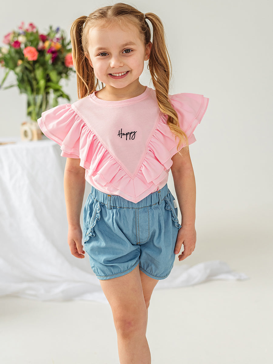 Camelia Frill T-Shirt. Sakura Pink – view 3