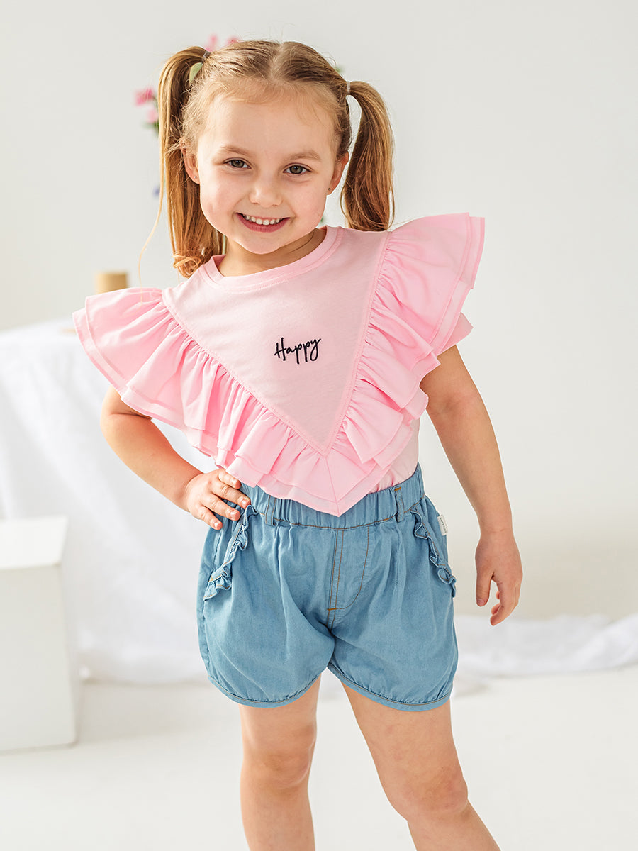 Camelia Frill T-Shirt. Sakura Pink – view 4