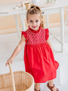 Laureola Smocking Dress, Princess Red – view 5