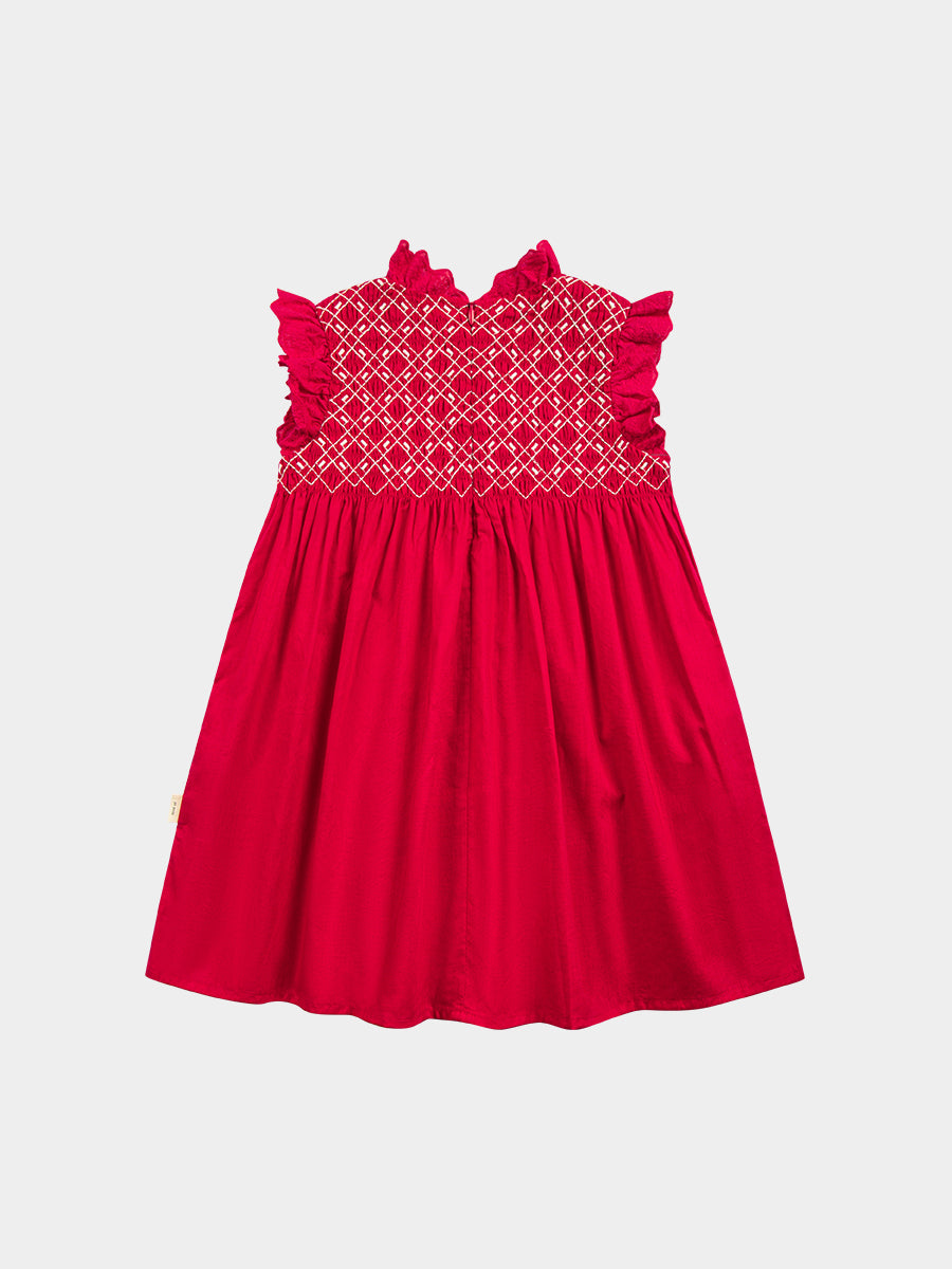 Laureola Smocking Dress, Princess Red – view 7