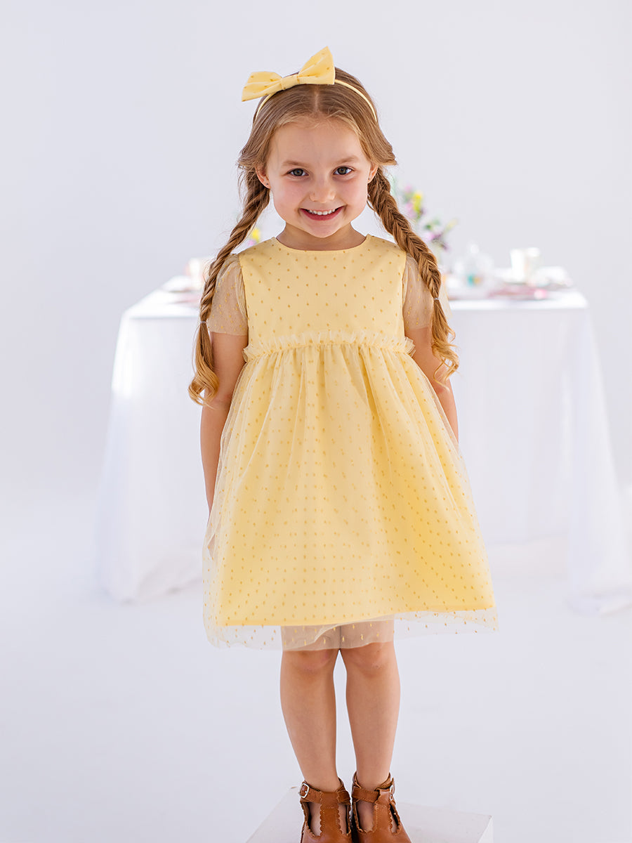 Iris Tulle Dress, Lemon Yellow – Happyology