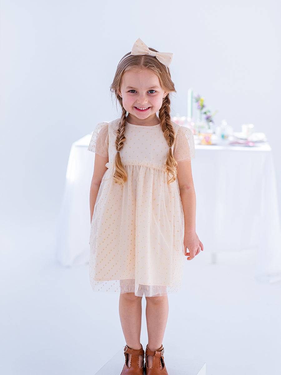 Iris Tulle Dress, Almond White – Happyology