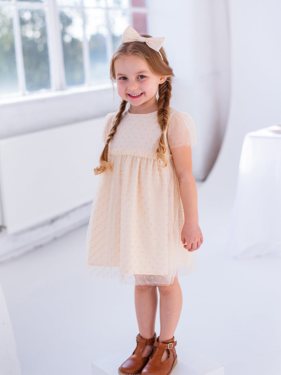 Iris Tulle Dress, Almond White – view 3