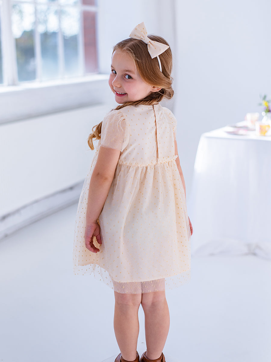 Iris Tulle Dress, Almond White – view 5