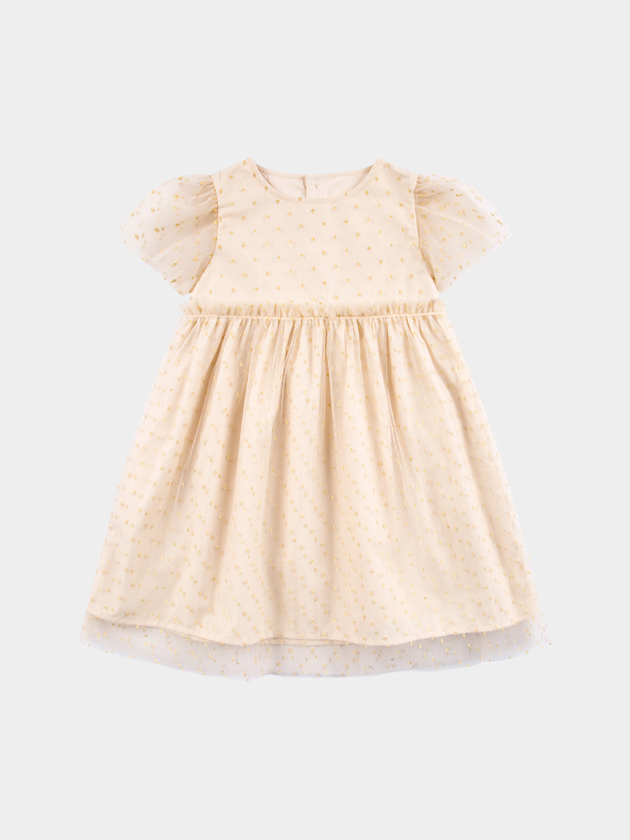 Iris Tulle Dress, Almond White – view 2