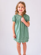 Cinderella Broiderie Anglaise Dress, Pine Green – view 4