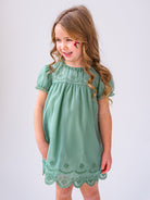 Cinderella Broiderie Anglaise Dress, Pine Green – view 5
