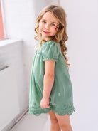 Cinderella Broiderie Anglaise Dress, Pine Green – view 6