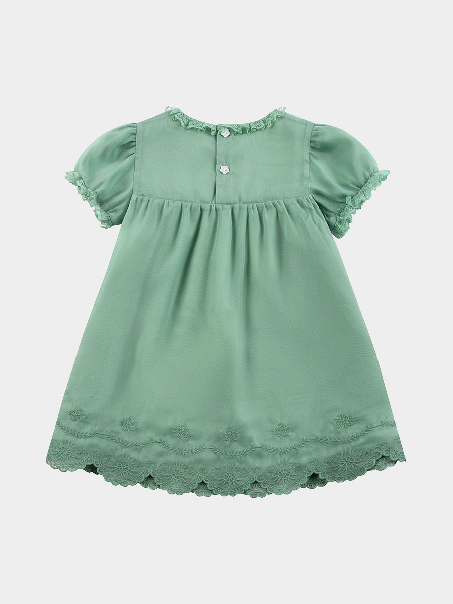 Cinderella Broiderie Anglaise Dress, Pine Green – view 7