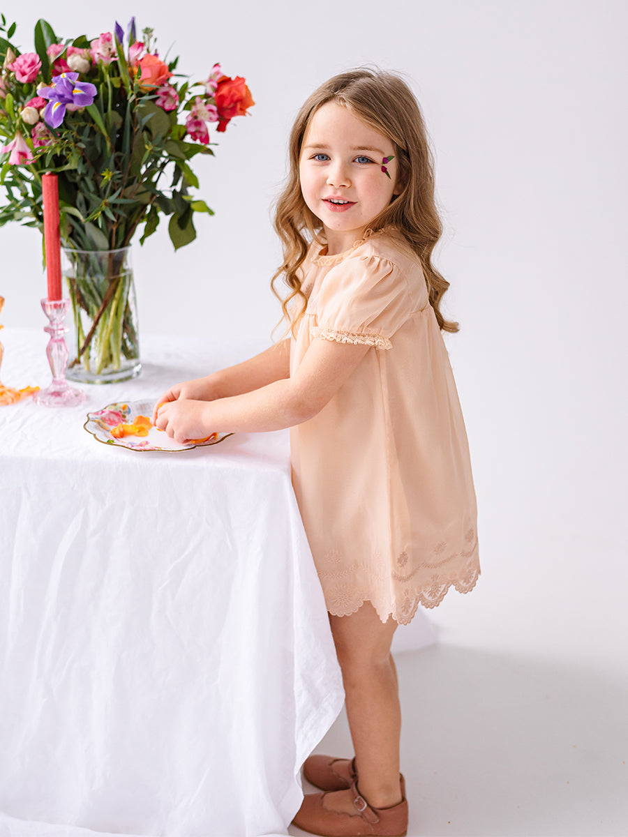 Cinderella Broiderie Anglaise Dress, Champagne – view 5