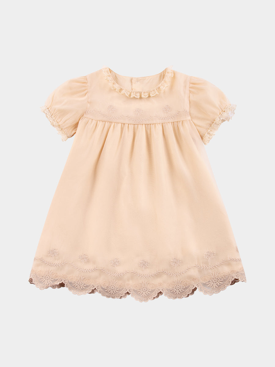 Cinderella Broiderie Anglaise Dress, Champagne – view 2