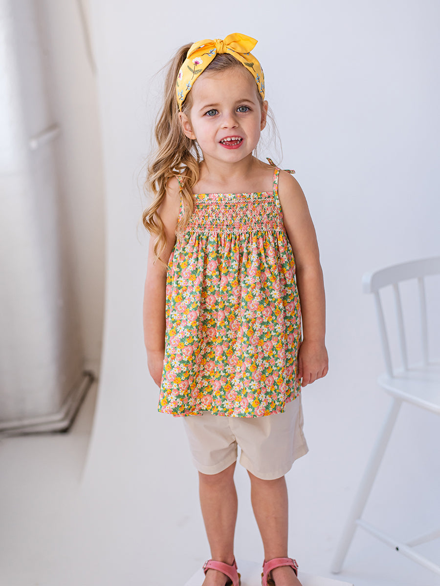Cerris Smocking Top & Shorts Set, Blooming Cornwall – view 3