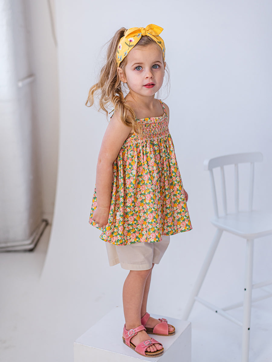 Cerris Smocking Top & Shorts Set, Blooming Cornwall – view 5