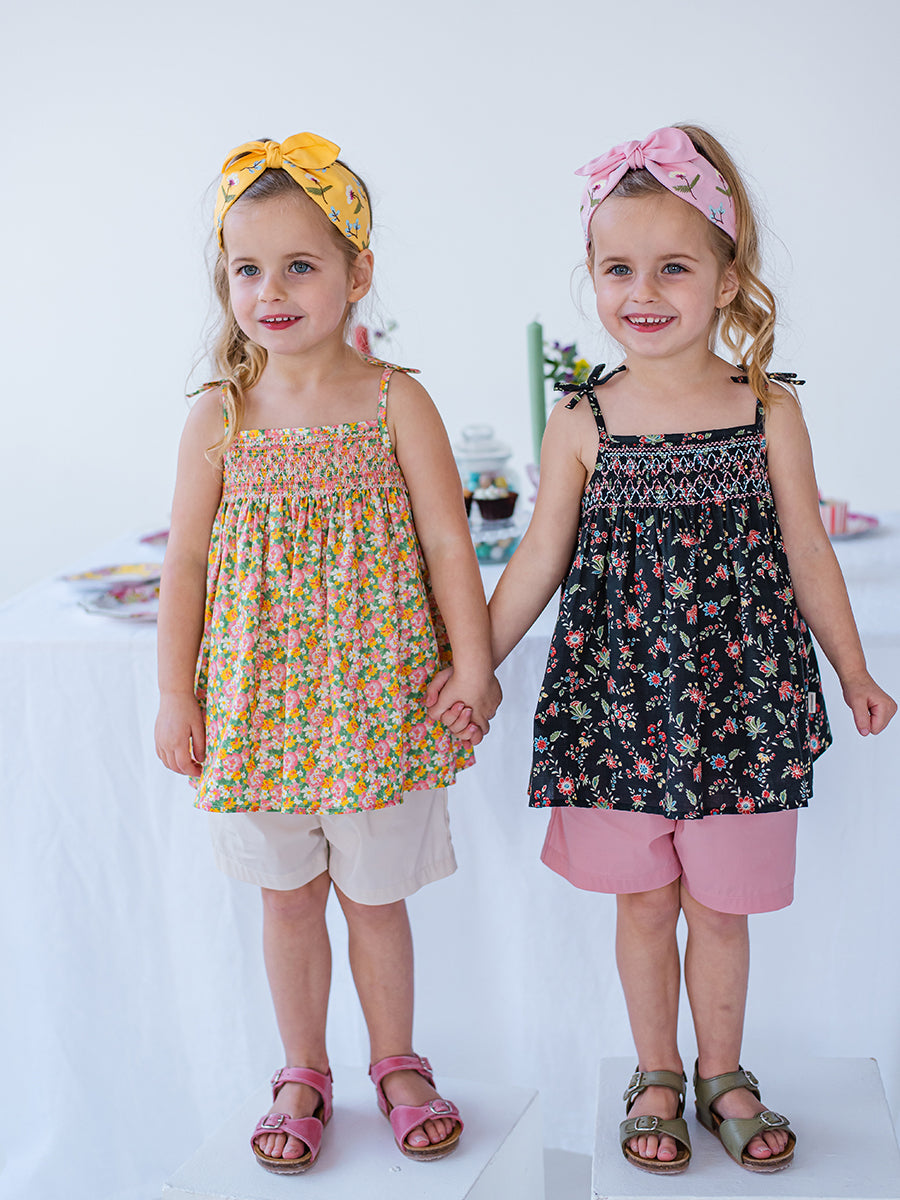 Cerris Smocking Top & Shorts Set, Blooming Cornwall – view 6