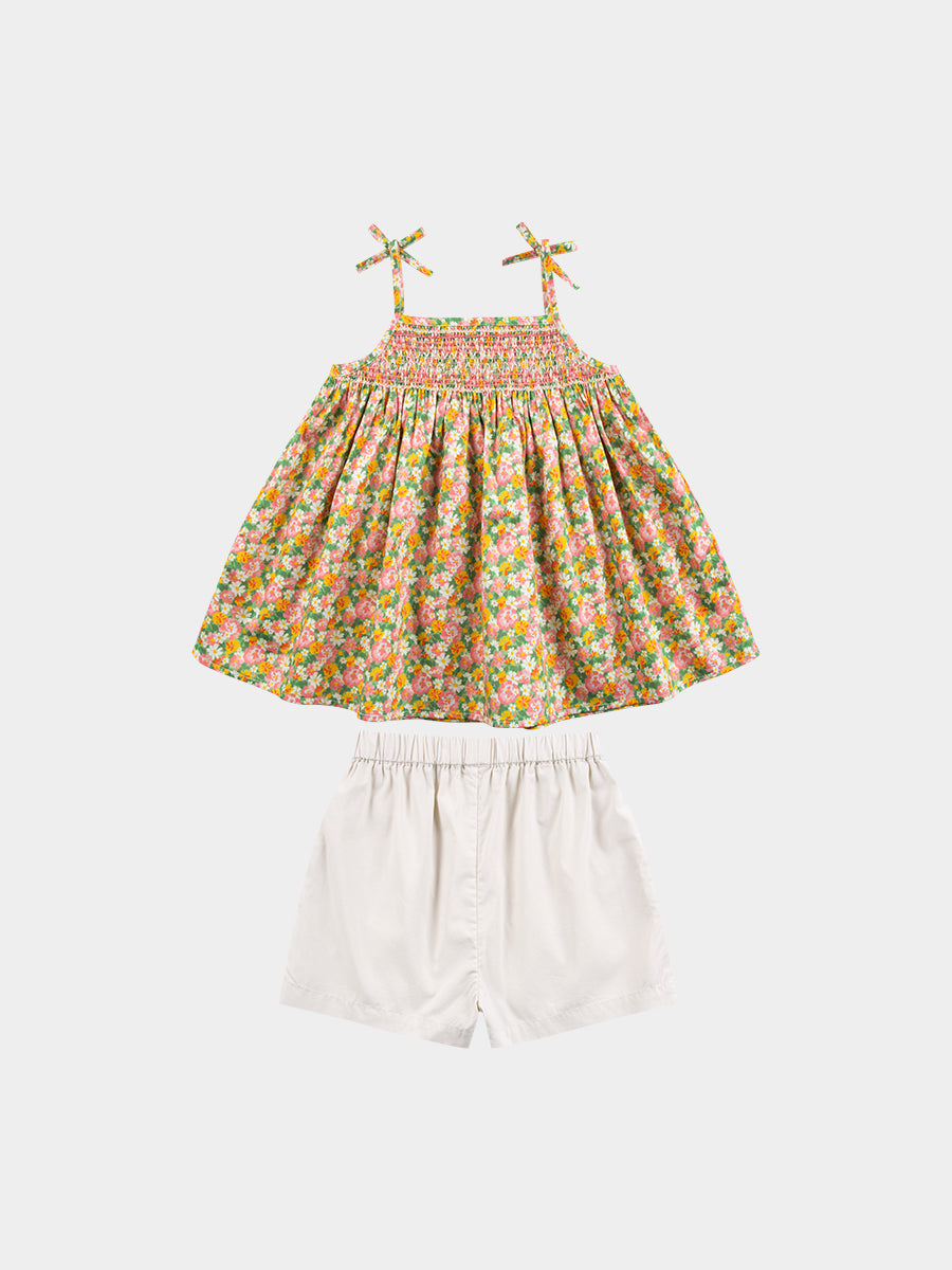 Cerris Smocking Top & Shorts Set, Blooming Cornwall – view 7