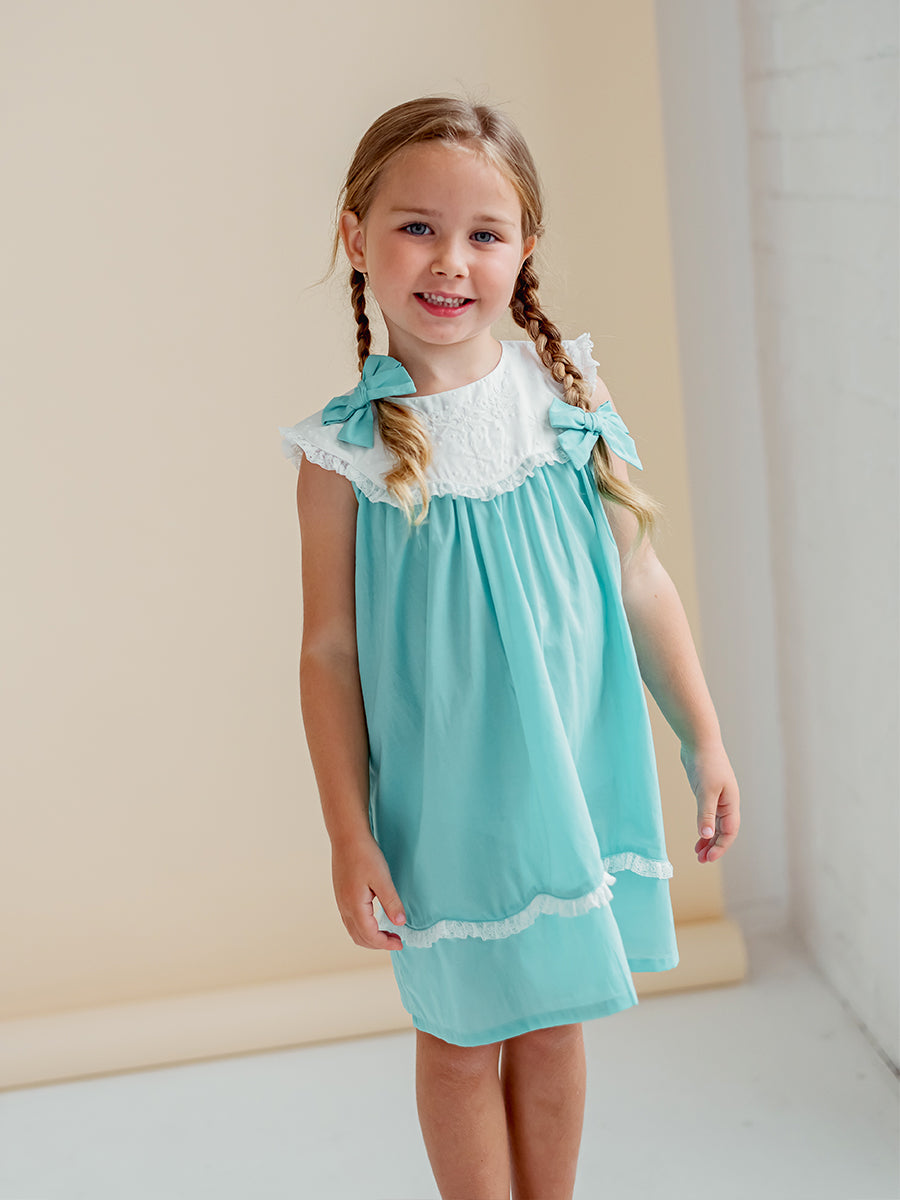 Betty Embroidery Collar Dress, Mint Green – Happyology