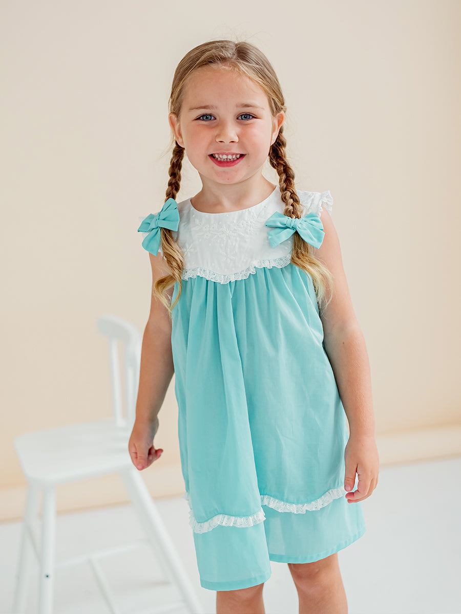Betty Embroidery Collar Dress, Mint Green – view 5