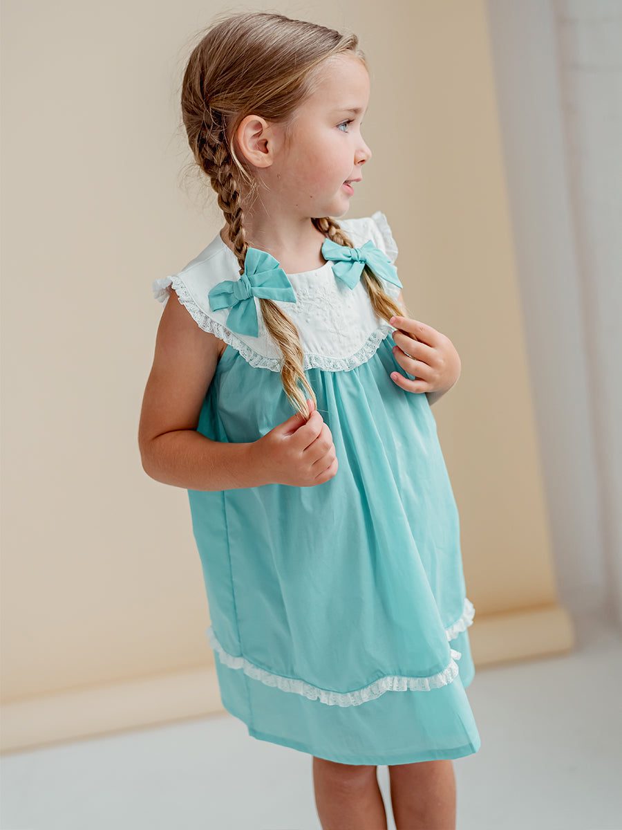 Betty Embroidery Collar Dress, Mint Green – view 6