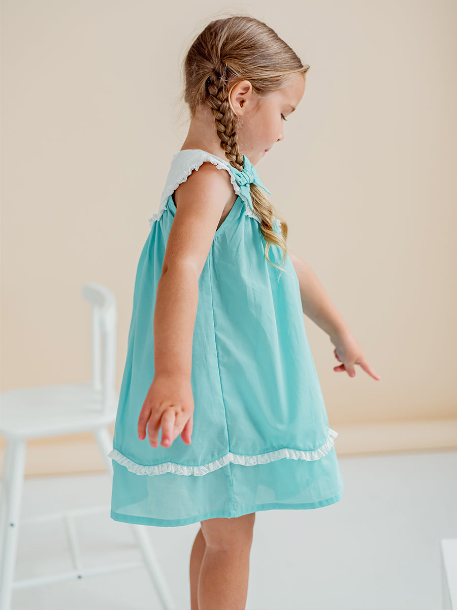 Betty Embroidery Collar Dress, Mint Green – view 7