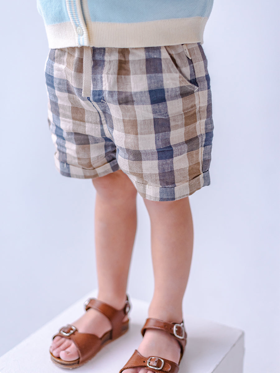 Oak Shorts, Blue Plaid – Happyology