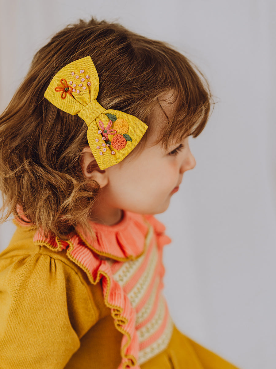 Harper Hand-Embroidery Hair Clip, Mustard – view 3