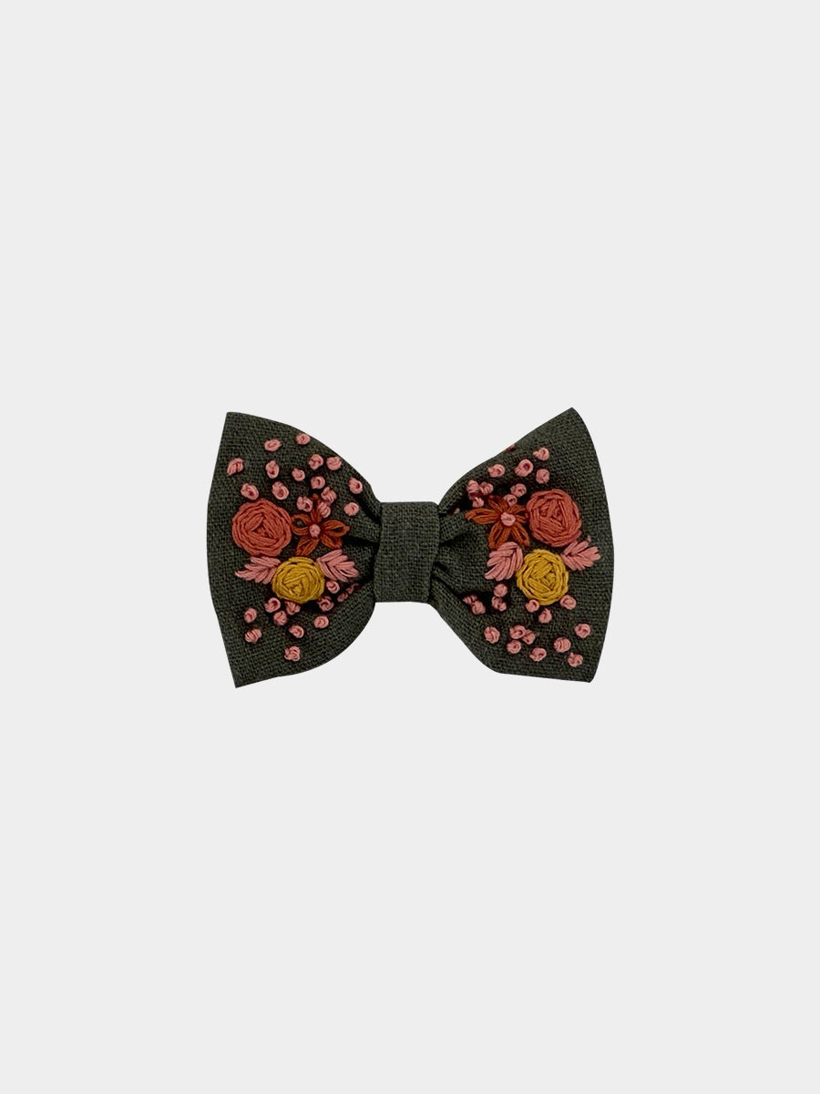 Harper Hand-Embroidery Hair Clip, Pine Green – view 2