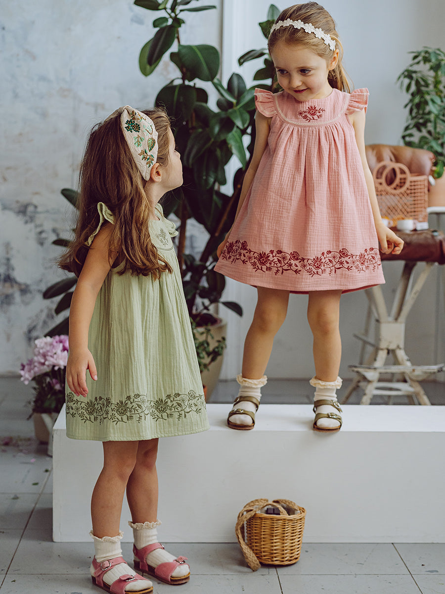 Getty Embroidered Dress, Misty Pink – view 4