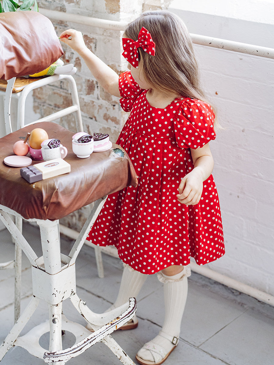 Harrogate Polka Dot Dress, Red Polka – view 3