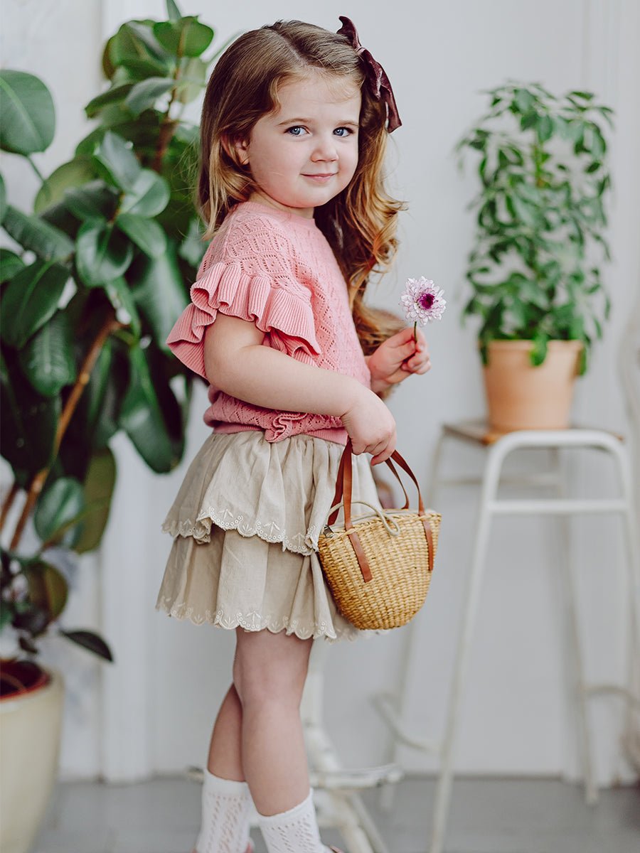 Preston Lace-Knit Top, Dusty Pink – view 3