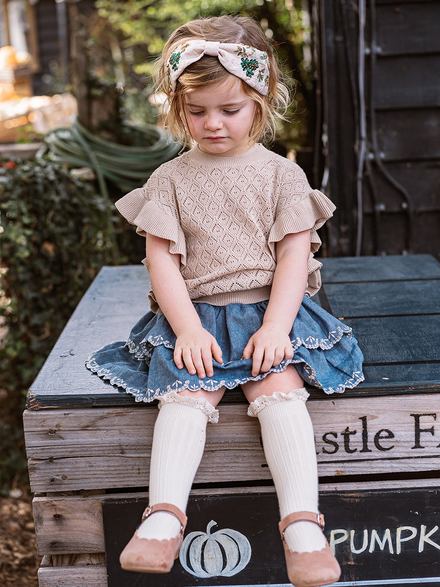 Preston Lace-Knit Top, Creme Brulee – view 5