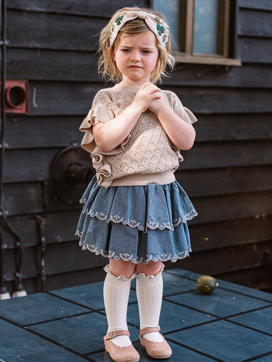 Preston Lace-Knit Top, Creme Brulee – view 6