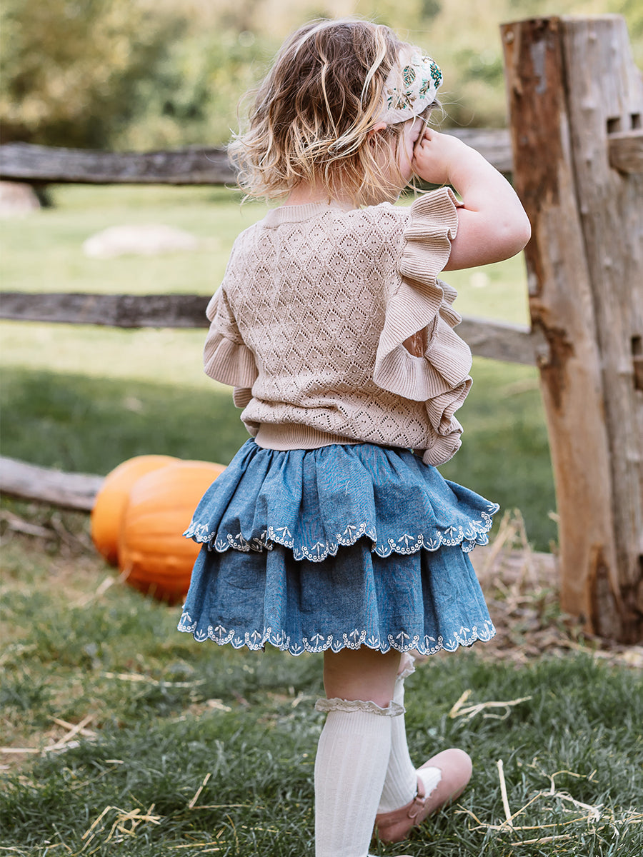 Preston Lace-Knit Top, Creme Brulee – view 7