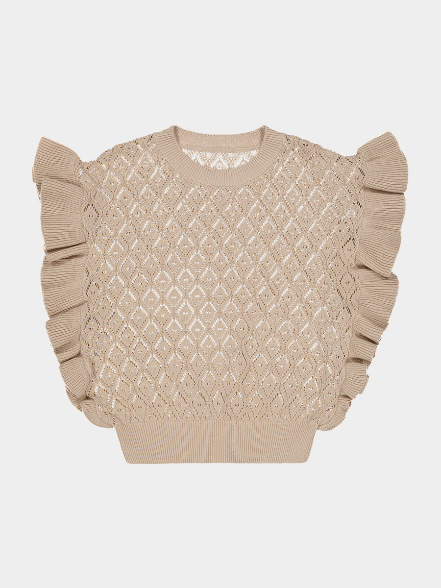 Preston Lace-Knit Top, Creme Brulee – view 2